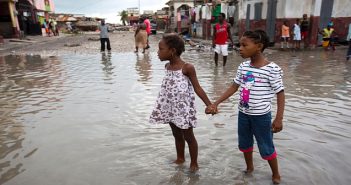 Children in a hurricane