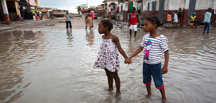 Children in a hurricane