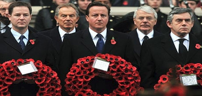 Warmongering politicians on red poppy day