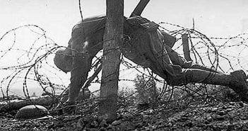 WW1 dead soldier on barbed wire